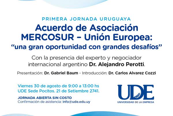 Primera jornada uruguaya <br> Acuerdo MERCOSUR - Unión Europea 5 UDE Mercosur UE invitacion