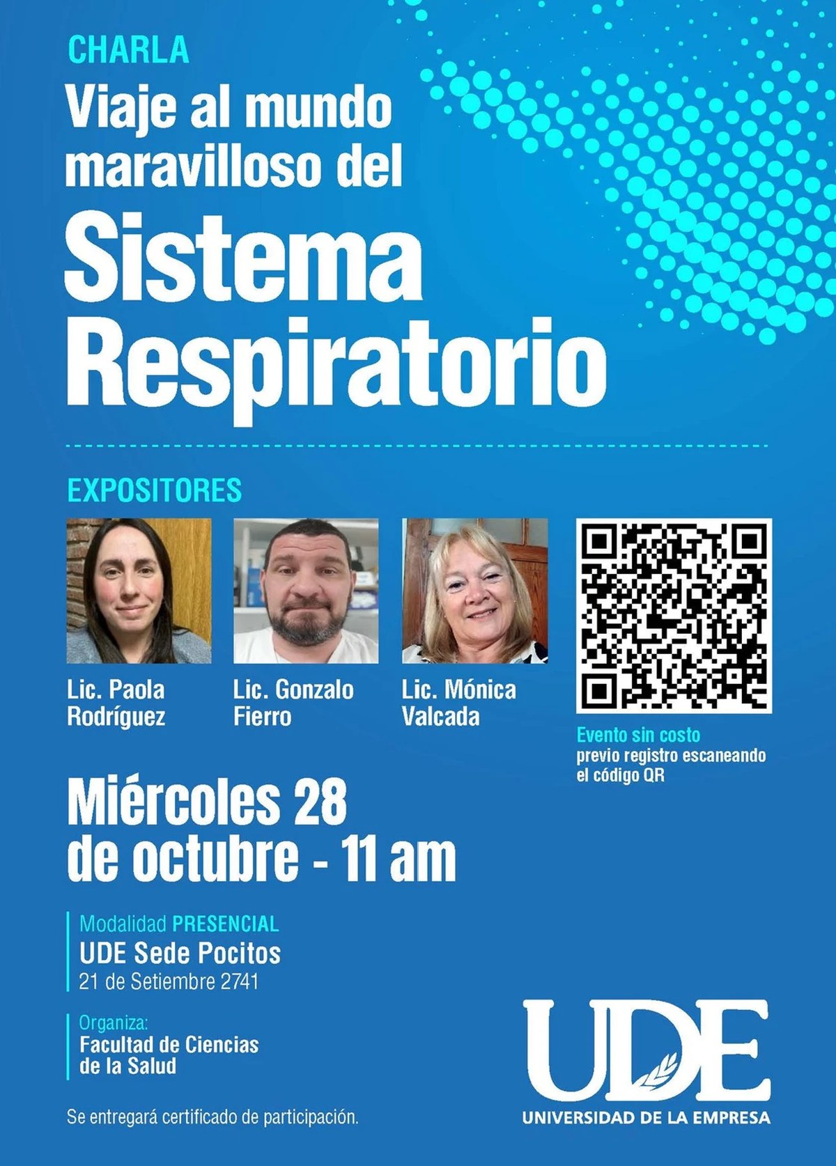 Charla gratuita sobre el sistema respiratorio en UDE Pocitos 1 Folleto de la charla sobre el sistema respiratorio en UDE